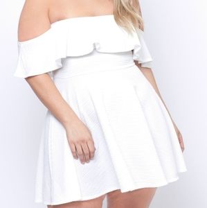 Curvy Sense White Texture Frill Off the Shoulder Dress 3x similar to Torrid